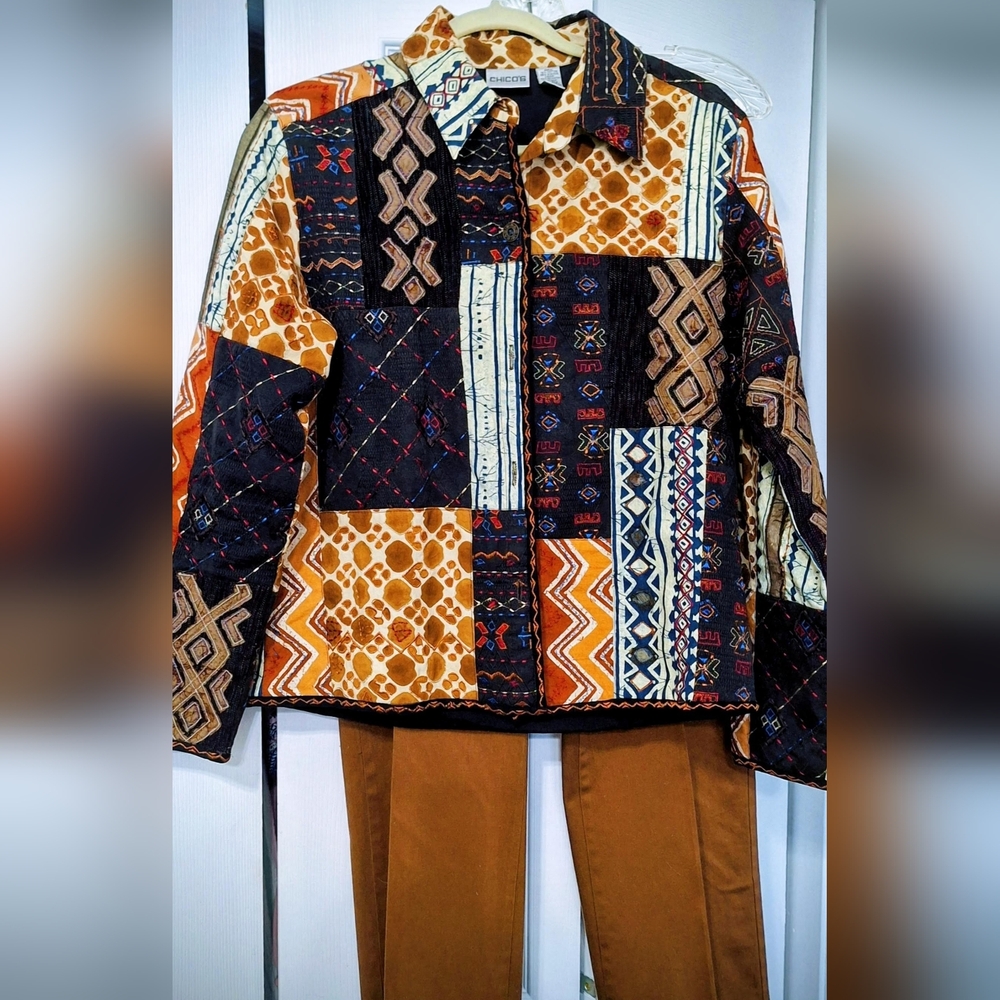 Chico's Multicolor Patchwork Blazer